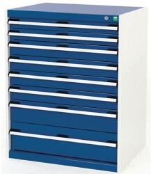 bott Műhely fiókos szekrény Bott Cubio, 100 x 80 x 52, 5 cm, 8 fiókos, szürke-kék