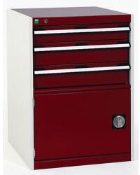 bott Műhely fiókos szekrény Bott Cubio, 90 x 65 x 75 cm, 3 fiók, 1 szekrény, szürke-piros