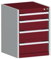 bott Műhely fiókos szekrény Bott Cubio, 70 x 52, 5 x 52, 5 cm, 4 fiókos, szürke-piros