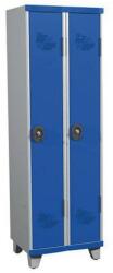 Acial hegesztett öltözőszekrény, 2 rekeszes, 300 mm, lábakon, hengerzárral, szürke/k? ? k