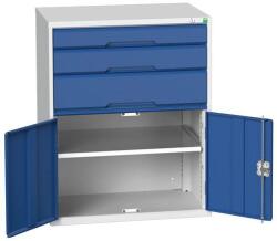 bott Műhely fiókos szekrény Bott Verso, 100 x 80 x 55 cm, 3 fiók, 1 szekrény, szürke-kék