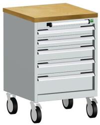 bott Cubio mobil fiókos szekrény, 79 x 52, 5 x 52, 5 cm, 5 fiókos, multiplex, szürke-szürke