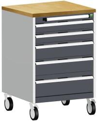 bott Cubio mobil fiókos szekrény, 99 x 65 x 65 cm, 5 fiókos, multiplex, szürke-antracit