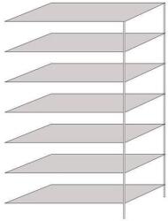 Schulte Design Hathor fém polcállvány, kétoldalú, hozzáépíthető, 230 x 130 x 60 cm, 1 100 kg, 7 polc, világosszürke