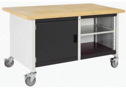 bott Cubio Storage mobil műhelyasztal, 84 x 150 x 75 cm, szekrény, nyitott polcos, multiplex, szürke-antracit