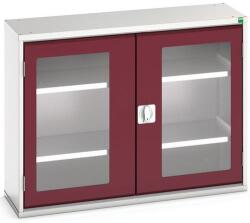 bott Műhelyszekrény átlátszó ajtókkal Bott Verso, 80 x 105 x 35 cm, 2 polccal, szürke-piros