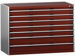 bott Műhely fiókos szekrény Bott Cubio 200, 90 x 130 x 65 cm, 7 fiókos, szürke-piros
