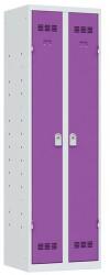Vinco hegesztett többcélú szekrény, 2 rekeszes, 600 mm, hengerzárral, szürke/lila