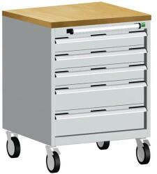 bott Cubio mobil fiókos szekrény, 89 x 65 x 65 cm, 5 fiókos, multiplex, szürke-kék