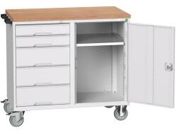 bott Karbantartó fiókos kocsi Bott Verso, 98 x 105 x 60 cm, 5 fiókos, szekrényes, multiplex, szürke-szürke