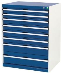 bott Műhely fiókos szekrény Bott Cubio, 100 x 80 x 65 cm, 8 fiókos, szürke-kék