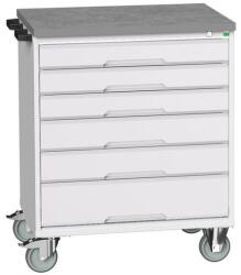 bott Verso mobil íróasztal fiókokkal, 98 x 80 x 60 cm, 6 fiókos, linóleum, szürke-szürke