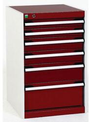 bott Műhely fiókos szekrény Bott Cubio, 80 x 52, 5 x 52, 5 cm, 6 fiókos, szürke-piros