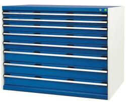 bott Műhely fiókos szekrény Bott Cubio, 100 x 130 x 75 cm, 8 fiókos, szürke-kék