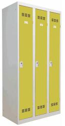 Vinco hegesztett öltözőszekrény, 3 rekeszes, 300 mm, hengerzárral, szürke/zöld