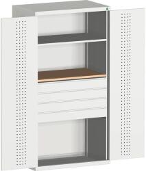 bott Fiókos műhelyszekrény Bott Cubio, multiplex, 200 x 130 x 65 cm, 1 polc, 4 fiók, szürke-szürke