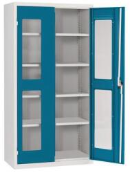 Acial fém műhelyszekrény, 195 x 100 x 62 cm, átlátszó ajtóval