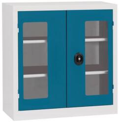 Acial fém műhelyszekrény, 100 x 100 x 50 cm, átlátszó ajtóval, szürke/kék