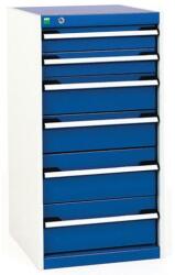 bott Műhely fiókos szekrény Bott Cubio, 100 x 52, 5 x 65 cm, 6 fiókos, szürke-kék