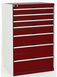bott Műhely fiókos szekrény Bott Cubio, 120 x 80 x 52, 5 cm, 7 fiókos, szürke-piros