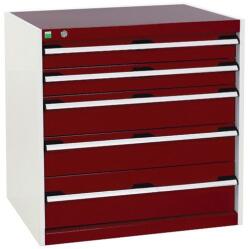 bott Műhely fiókos szekrény Bott Cubio, 80 x 80 x 65 cm, 5 fiókos, szürke-piros
