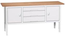 bott Verso műhelyasztal, állítható magasságú, 83-93 x 200 x 60 cm, multiplex, 3 fiókos, 2 szekrényes, szürke-szürke