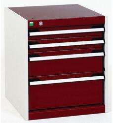 bott Műhely fiókos szekrény Bott Cubio, 60 x 52, 5 x 65 cm, 4 fiókos, szürke-piros