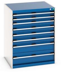 bott Műhely fiókos szekrény Bott Cubio 200, 100 x 80 x 75 cm, 8 fiókos, szürke-kék