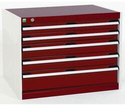 bott Műhely fiókos szekrény Bott Cubio, 60 x 80 x 52, 5 cm, 5 fiókos, szürke-piros