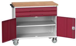 bott Verso mobil íróasztal fiókokkal, 98 x 105 x 60 cm, 2 fiók, szekrény, multiplex, szürke-piros