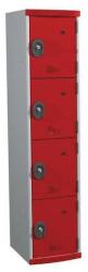 Acial Összeszerelt öltözőszekrény Optimum, 4 rekeszes, szürke/piros