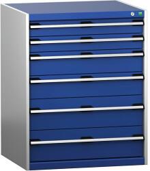 bott Műhely fiókos szekrény Bott Cubio 200, 100 x 80 x 75 cm, 6 fiókos, szürke-kék