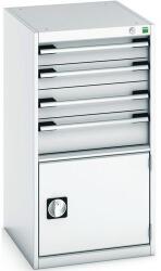 bott Műhely fiókos szekrény Bott Cubio, 100 x 52, 5 x 65 cm, 4 fiók, 1 szekrény, szürke-szürke