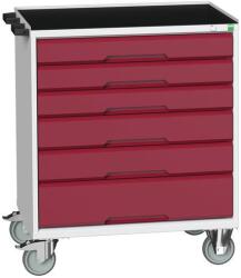 bott Verso mobil íróasztal fiókokkal, 96, 5 x 80 x 55 cm, 6 fiókos, matt, szürke-piros
