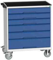 bott Verso mobil íróasztal fiókokkal, 96, 5 x 80 x 55 cm, 6 fiókos, matt, szürke-kék