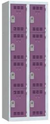 Vinco hegesztett öltözőszekrény, 2 oszlopban 8 rekesszel, 300 mm, hengerzárral, szürke/lila