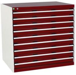 bott Műhely fiókos szekrény Bott Cubio, 100 x 105 x 75 cm, 9 fiókos, szürke-piros