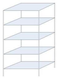 Schulte Design Ogmios fém polcállvány, alapkivitel, 200 x 100 x 60 cm, 1300 kg, 5 polc, 150 kg/polc, horganyzott