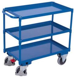 Variofit Polcos kocsi fogantyúval, 400 kg-ig, 3 polc emelt élekkel, 95 x 113, 5 x 70 mm, kék