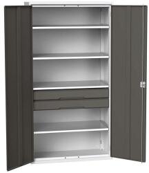 bott Műhelyszekrény fiókokkal Bott Verso, 200 x 105 x 55 cm, 4 polc, 2 fiók, szürke-antracit