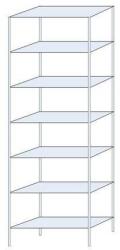 Schulte Design Ogmios fém polcállvány, alapkivitel, 300 x 100 x 40 cm, 2300 kg, 7 polc, 150 kg/polc, horganyzott