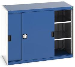 bott Műhelyszekrény tolóajtókkal, 100 x 130 x 65 cm, 2 polccal, szürke-kék
