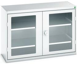bott Műhelyszekrény átlátszó ajtókkal Bott Verso, 90 x 130 x 55 cm, 2 polccal, szürke-szürke