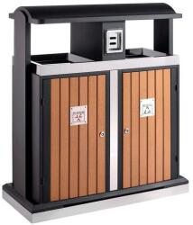 VEPA BINS Kültéri szelektív hulladékgyűjtő, 2x50 l, fa