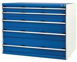 bott Műhely fiókos szekrény Bott Cubio, 100 x 130 x 75 cm, 5 fiókos, szürke-kék