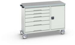 bott Karbantartó fiókos kocsi Bott Verso, 98 x 130 x 60 cm, 6 fiókos, szekrény, linóleum, szürke-szürke