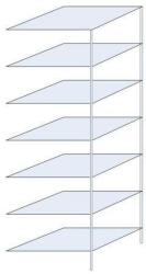 Schulte Design Ogmios fém polcállvány, hozzáépíthető, 300 x 100 x 80 cm, 2300 kg, 7 polc, 150 kg/polc, horganyzott