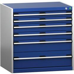 bott Műhely fiókos szekrény Bott Cubio 200, 80 x 80 x 65 cm, 6 fiókos, szürke-kék