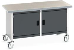 bott Cubio Storage mobil műhelyasztal, 84 x 150 x 75 cm, 2 szekrény, linóleum, szürke-antracit