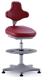 Bimossa Labster 9101 műhelyszék lábtartóval, siklókkal, műbőrrel, piros/szürke